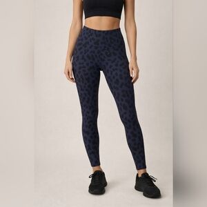 High-Rise Navy Leopard Print Leggings - Small